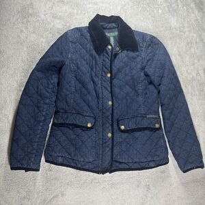 Vintage Ralph Lauren Quilted L Lauren Jeans Denim Blue Jacket Women's Sz Small